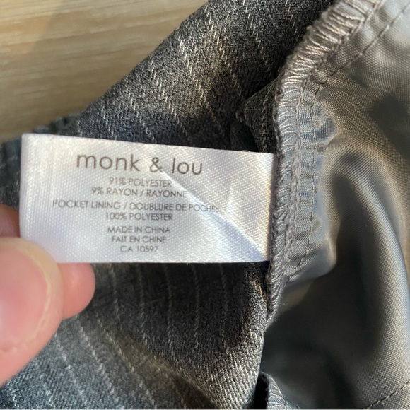 Monk & Lou grey white pinstripe pull on trouser pants size 6 - Picture 6 of 7
